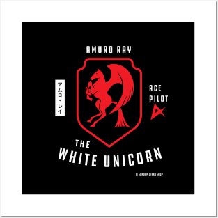 Amuro Ray | White Unicorn Emblem Posters and Art